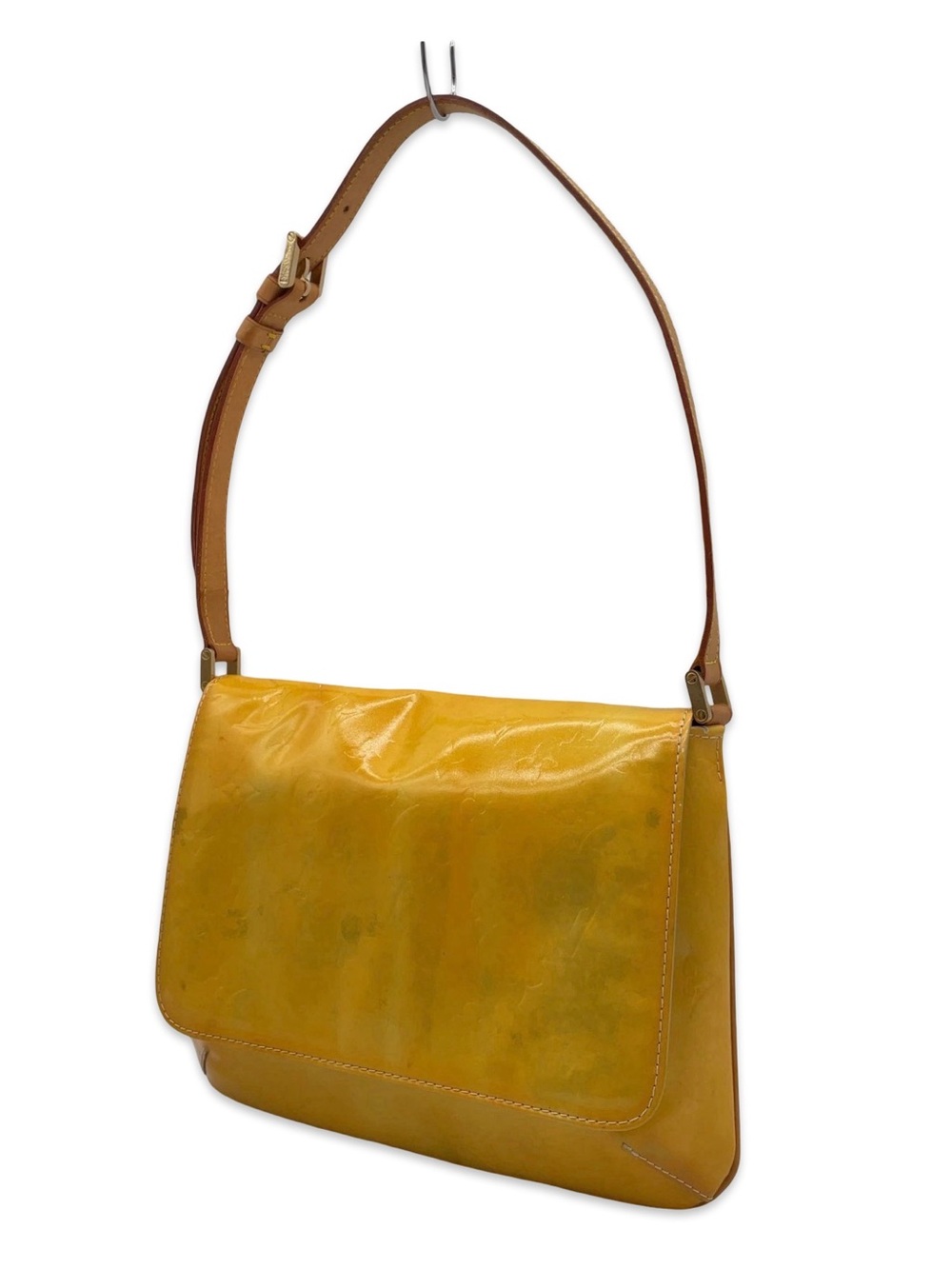 Louis Vuitton Monogram Vernis Yellow Flap Shoulder Bag Patent Leather Vintage